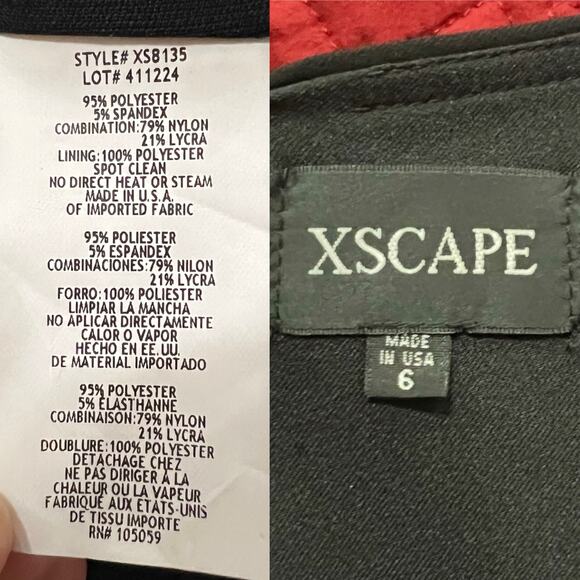 Xscape Black Short Sleeve Beaded Illusion Mesh & Jersey Gown Size‎ 2 Cocktail - Picture 9 of 10